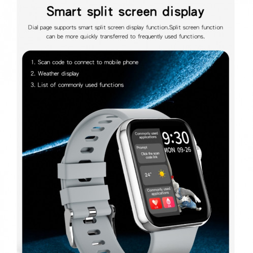 D06 1,6 pouces IPS écran couleur IP67 montre intelligente étanche, prise en charge de la surveillance du sport / surveillance du sommeil / surveillance de la fréquence cardiaque (gris) SH101C1610-018