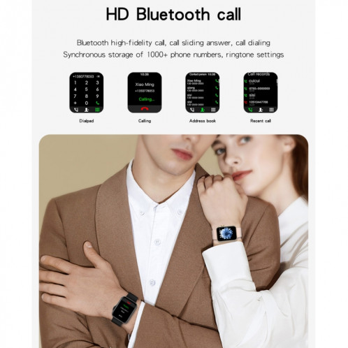 D06 1,6 pouces IPS écran couleur IP67 montre intelligente étanche, prise en charge de la surveillance du sport / surveillance du sommeil / surveillance de la fréquence cardiaque (gris) SH101C1610-018