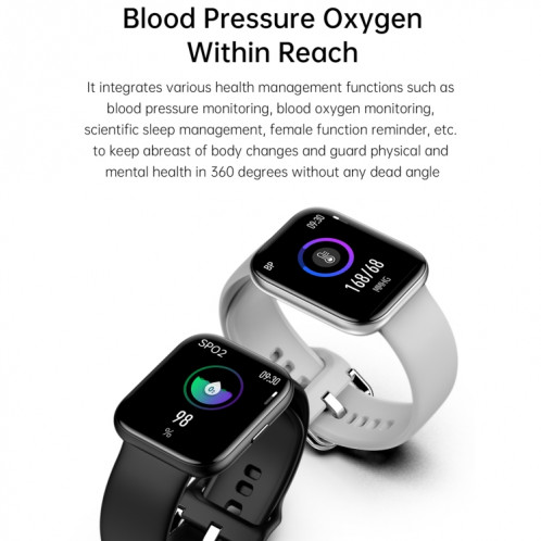 Montre intelligente étanche IP68 à écran couleur carré G69 de 1,69 pouces, prise en charge de la surveillance de la pression artérielle / surveillance du sommeil / surveillance de la fréquence cardiaque, style: SH301C813-020