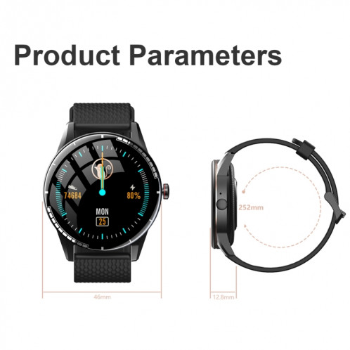 H6 1.28 pouces écran tactile IP67 montre intelligente étanche, prise en charge des appels Bluetooth / surveillance du sommeil / surveillance de la fréquence cardiaque (noir) SH301A1701-018