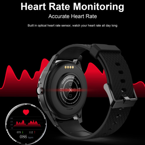 H6 1.28 pouces écran tactile IP67 montre intelligente étanche, prise en charge des appels Bluetooth / surveillance du sommeil / surveillance de la fréquence cardiaque (noir) SH301A1701-018