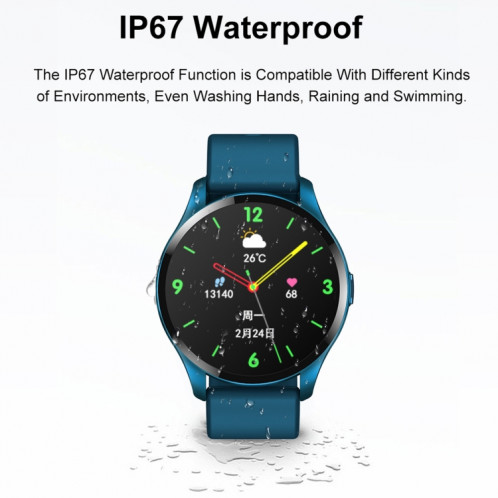 T88 1,28 pouces TFT écran couleur IP67 montre intelligente étanche, prise en charge de la surveillance de la température corporelle / surveillance du sommeil / surveillance de la fréquence cardiaque (noir) SH101C1036-017