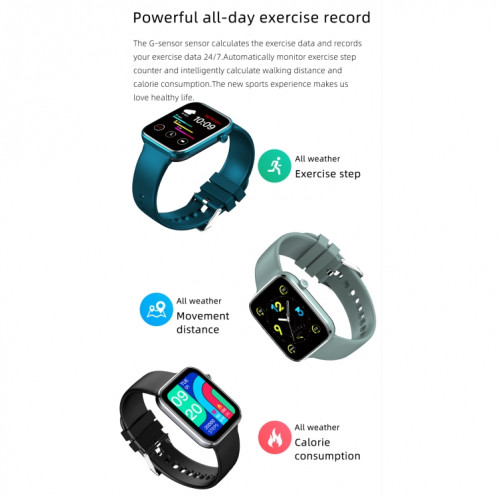 Z15 1.69 pouces écran tactile IP67 montre intelligente étanche, prise en charge de la surveillance de la pression artérielle / surveillance du sommeil / surveillance de la fréquence cardiaque (noir) SH301B1671-016