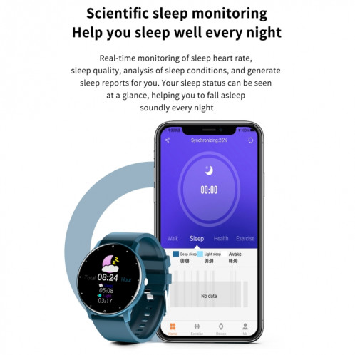 ZL02 1.28 pouces écran tactile IP67 montre intelligente étanche, prise en charge de la surveillance de la pression artérielle / surveillance du sommeil / surveillance de la fréquence cardiaque (bleu) SH401B1406-017