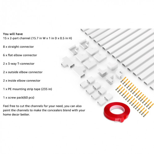 XCS01 Ensemble d'organisateur de fil de couverture de cache-câble personnalisable SH2818223-010