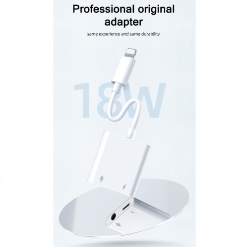 JOYROOM S-Y105 2A 18W 8 broches à 8 broches + convertisseur audio 3,5 mm (blanc) SJ201A1742-011