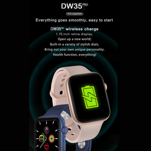 DW35PRO 1.75 pouces écran couleur IPX7 montre intelligente étanche, prise en charge de la réponse et du rejet Bluetooth / surveillance du sommeil / surveillance de la fréquence cardiaque, style: bracelet en silicone SH801A1628-019