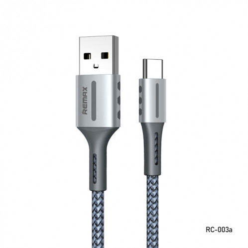 Remax RC-003a 2.4A Type-C / USB-C Barrett Series Charging Data Cable, Length: 1m(Silver) SR001B1655-05