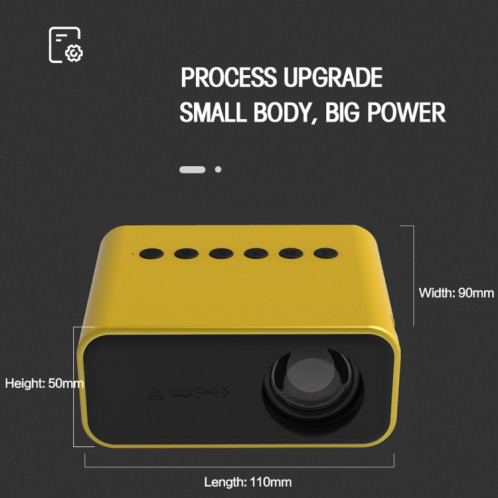 T500 1920x1080P 80 Lumens Portable Mini Home Theater Led HD Digital Projecteur sans télécommande et adaptateur (jaune) SH101C94-017