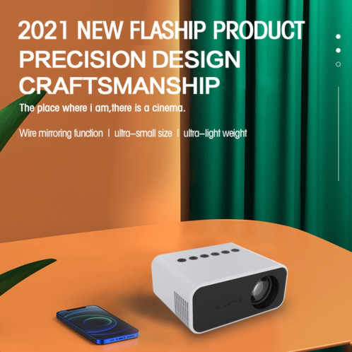 T500 1920x1080P 80 Lumens Portable Mini Home Theater Led HD Digital Projecteur sans télécommande et adaptateur (blanc) SH101A762-017