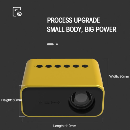 T500 1920X1080P 80 Lumens Portable Mini Théier Home Led HD Digital Projecteur avec télécommande et adaptateur (jaune) SH102C366-017