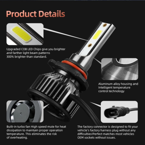 F2 9005 / HB3 / H10 2 PCS DC9-36V / 25W / 6000K / 2500LM IP68 Phare à LED de voiture imperméable (lumière blanche froide) SH203A1013-012