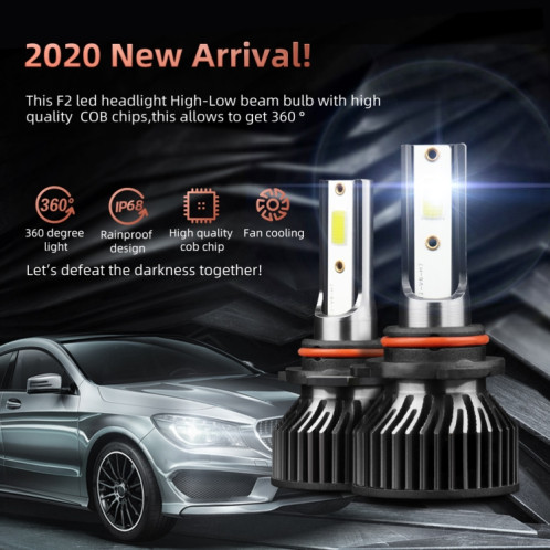F2 9005 / HB3 / H10 2 PCS DC9-36V / 25W / 6000K / 2500LM IP68 Phare à LED de voiture imperméable (lumière blanche froide) SH203A1013-012