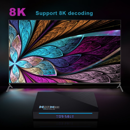 H96 Max 8K Smart TV BOX Android 11.0 Lecteur multimédia avec télécommande, Quad Core RK3566, RAM : 4 Go, ROM : 32 Go, Double fréquence 2,4 GHz WiFi/5G, Type de prise : Prise US SH6701505-016