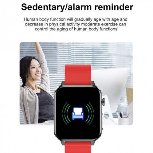 E86 1.7 pouces TFT Color Screen Smart Watch Smart Smart, Support Surveillance de l'oxygène sanguin / Surveillance de la température corporelle / Diagnostic médical Ai, Style: Sangle TPU (rouge) SH101C1982-024