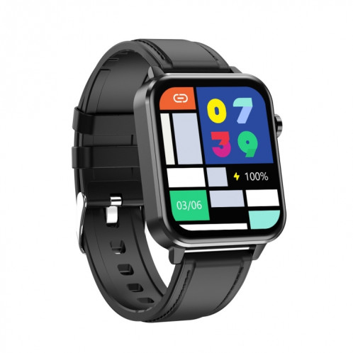E86 1,7 pouce TFT Color Screen Smart Watch Smart Smart, Support Surveillance de l'oxygène sanguin / Surveillance de la température corporelle / Diagnostic médical Ai, Style: Bracelet en cuir (Noir) SH401A1085-024