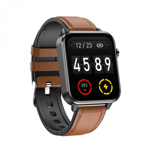 E86 1,7 pouce TFT Color Screen Smart Watch Smart Smart, Support Surveillance de l'oxygène sanguin / Surveillance de la température corporelle / Diagnostic médical de l'AI, Style: Bracelet en cuir (brun) SH401B165-024