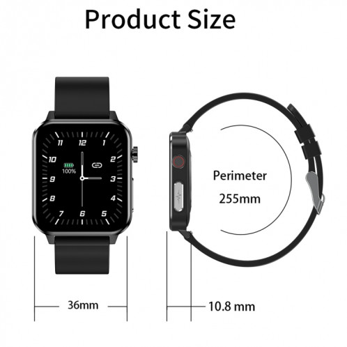 E86 1,7 pouce TFT Color Screen Smart Watch Smart Smart, Support Surveillance de l'oxygène sanguin / Surveillance de la température corporelle / Diagnostic médical Ai, Style: Bracelet en cuir (Noir) SH401A1085-024