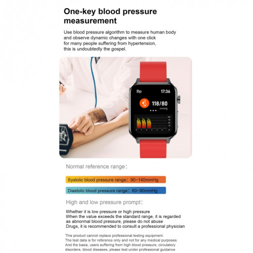 E86 1,7 pouce TFT Color Screen Smart Watch Smart Smart, Support Surveillance de l'oxygène sanguin / Surveillance de la température corporelle / Diagnostic médical Ai, Style: Bracelet en cuir (Noir) SH401A1085-024
