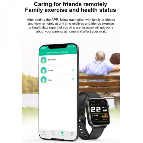 E86 1,7 pouce TFT Color Screen Smart Watch Smart Smart, Support Surveillance de l'oxygène sanguin / Surveillance de la température corporelle / Diagnostic médical Ai, Style: Bracelet en cuir (Noir) SH401A1085-024