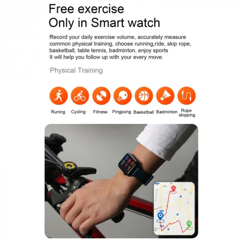 E86 1,7 pouce TFT Color Screen Smart Watch Smart Smart, Support Surveillance de l'oxygène sanguin / Surveillance de la température corporelle / Diagnostic médical Ai, Style: Bracelet en cuir (Noir) SH401A1085-024