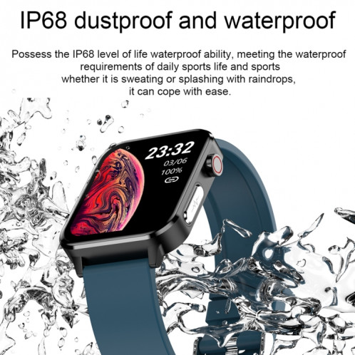 E86 1,7 pouce TFT Color Screen Smart Watch Smart Smart, Support Surveillance de l'oxygène sanguin / Surveillance de la température corporelle / Diagnostic médical Ai, Style: Bracelet en cuir (Noir) SH401A1085-024