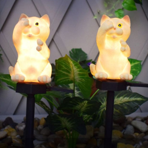 Résine à énergie solaire Shape de chat Paysage Lumière en plein air LED Garden Light Light (gris-c) SH701C1092-05