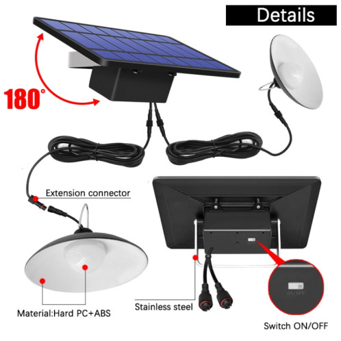 2 en 1 Lumière solaire Paysage Courtyard Couleur de couloir Éclairage 32-LED Lustre rétro, Couleur de la lumière: Lumière blanche (abat-jour noir) SH101B319-08