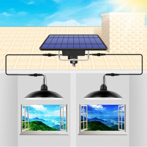 2 en 1 Lumière solaire Paysage Courtyard Couleur d'éclairage 32-LED lustre rétro, couleur de la lumière: lumière chaude (abat-jour blanc) SH102A1023-09