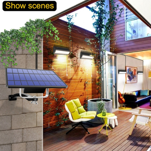 Pull-Switch 2 en 1 Lampe solaire 60-LEDS Paysage Cour Lampe murale, Couleur de la lumière: Lumière blanche (coquille noire) SH101B1170-09