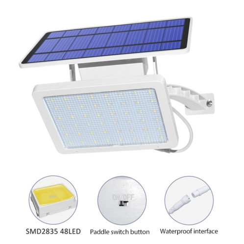 48 LED amovible Solar Light IP65 Cour d'extérieure imperméable à l'eau LED Lampe de rue, Couleur de la lumière: lumière chaude (noir) SH101A802-08