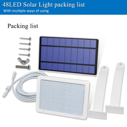 48 LED amovible Solar Light IP65 Cour d'extérieure imperméable à l'eau LED Lampe de rue, Couleur de la lumière: lumière chaude (noir) SH101A802-08