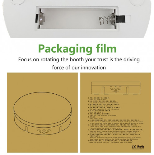 14.6cm USB Triffilt Turntable Turntable Tableau de tournage Vidéo Props Spot de tournage Tournage pour la photographie, Load: 10kg (miroir blanc) SH201D661-08
