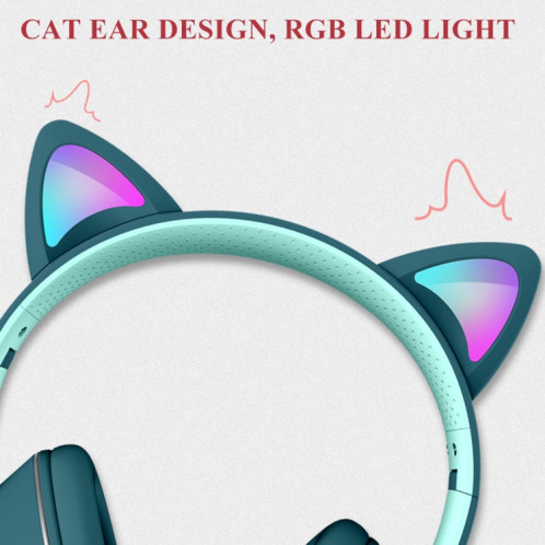 AKZ-022 USB + 3.5mm Port Cat Cat Design Casque à LED pliable avec micro (gris) SH901C1956-08