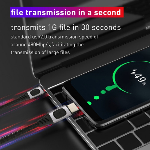 100W 5A USB-C / Type-C Mâle à USB-C / Type-C Mâle PD Fast Chargement Traité de données tressée, Durée du câble: 1,5 m SH13021494-06