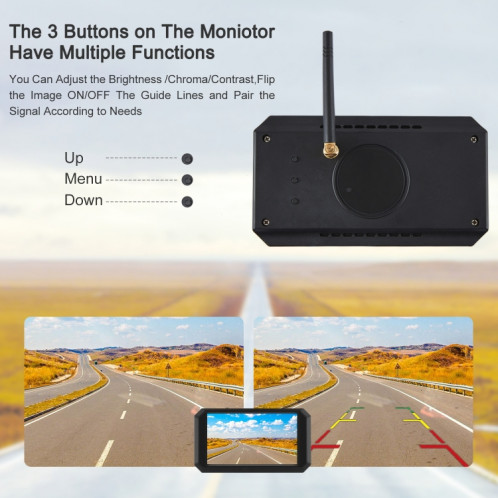 PZ719 voiture 5 pouces 1080P HD Signal numérique sans fil Inverser Image Caméra Vue arrière SH4454134-07