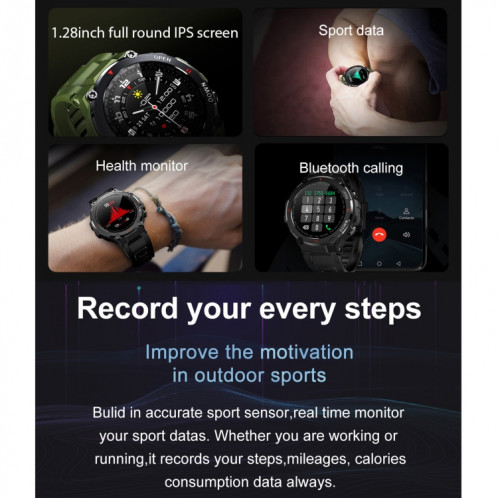 K22 1.28 pouces IPS Smart Watch Smart Watch, Supporte le rappel de cycle menstruel / Call Bluetooth / Surveillance du sommeil (Noir) SH101A1419-08