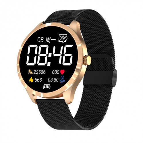 Q9L 1.28 pouces IPS Color Screen Smart Watch Smart Smart, Support Suivi de la pression artérielle / Surveillance de la fréquence cardiaque / Surveillance du sommeil (or noir) SH201A1021-09