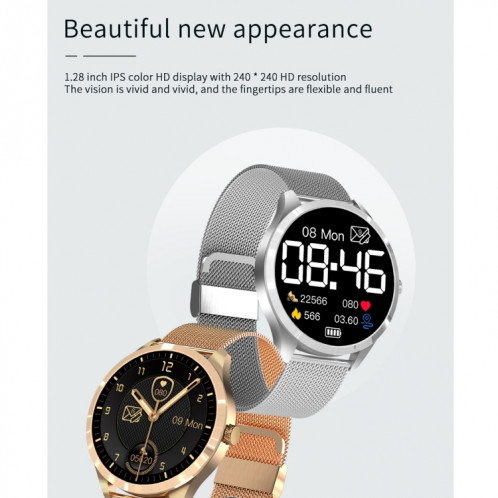 Q9L 1.28 pouces IPS Color Screen Smart Watch Smart Smart, Support Suivi de la tension artérielle / Surveillance de la fréquence cardiaque / Surveillance du sommeil (argent) SH201D1727-09