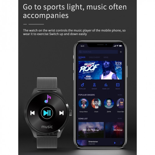 Q9L 1.28 pouces IPS Color Screen Smart Watch Smart Smart, Support Suivi de la tension artérielle / Surveillance de la fréquence cardiaque / Surveillance du sommeil (argent) SH201D1727-09