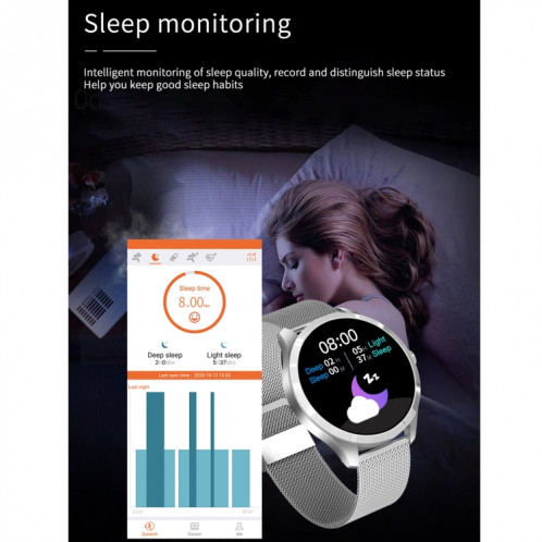 Q9L 1.28 pouces IPS Color Screen Smart Watch Smart Smart, Support Suivi de la pression artérielle / Surveillance de la fréquence cardiaque / Surveillance du sommeil (or noir) SH201A1021-09