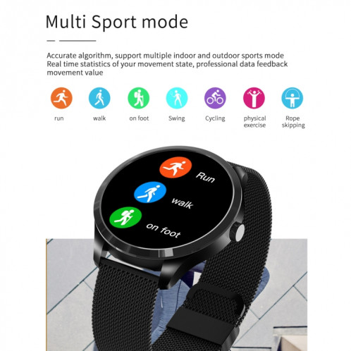 Q9L 1.28 pouces IPS Color Screen Smart Watch Smart Smart, Support Suivi de la tension artérielle / Surveillance de la fréquence cardiaque / Surveillance du sommeil (argent) SH201D1727-09