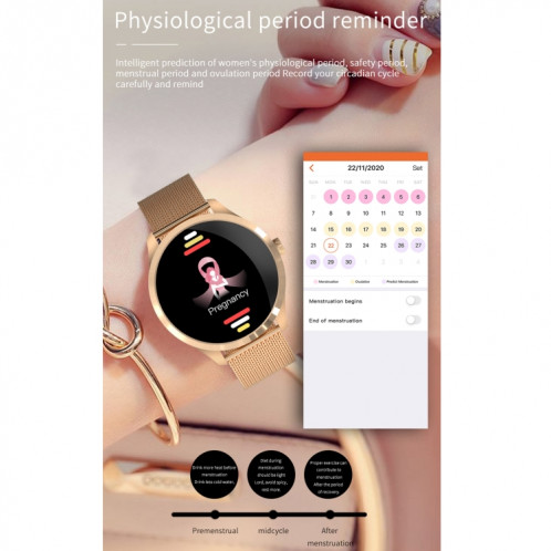 Q9L 1.28 pouces IPS Color Screen Smart Watch Smart Smart, Support Suivi de la tension artérielle / Surveillance de la fréquence cardiaque / Surveillance du sommeil (argent) SH201D1727-09