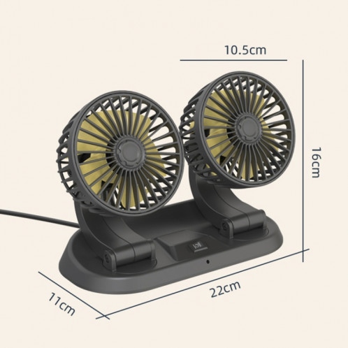 F410 12V Ventilateur de refroidissement électrique pliant double tête avec une carte de stationnement temporaire temporaire SH72028-07