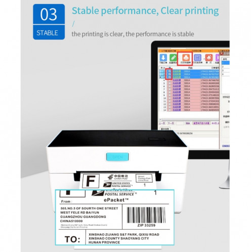 POS-9220 100x150mm Thermal Express Bill Imprimante étiquette auto-adhésive, USB avec version du titulaire, SH5101223-010