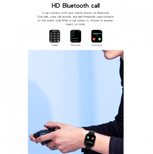 GT20 1.69 pouce TFT Screen Smart Watch Smart Watch, Contrôle de la musique Support / Bluetooth Appel / Surveillance de la fréquence cardiaque / Surveillance de la pression artérielle, Style: Bracelet en silicone SH301A1446-08