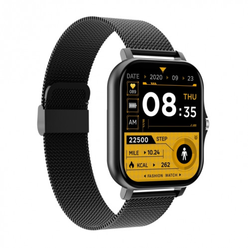 GT20 1,69 pouce TFT Screen Smart Watch Smart Watch, Contrôle de la musique Support / Bluetooth Call / Surveillance de la fréquence cardiaque / Surveillance de la tension artérielle, Style: Sangle en acier (Noir) SH302B1055-08