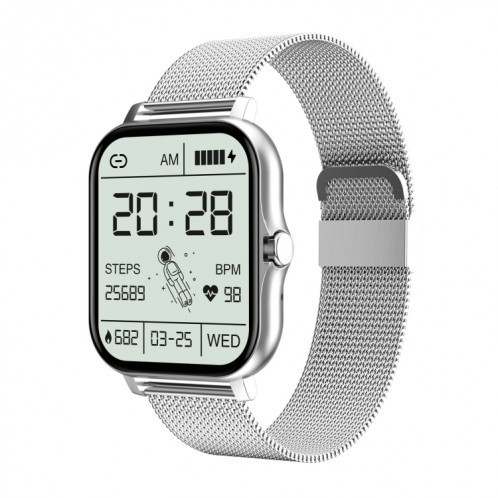 GT20 1.69 pouces TFT Screen Smart Watch Smart Watch, Contrôle de la musique Support / Bluetooth Call / Surveillance de la fréquence cardiaque / Surveillance de la tension artérielle, Style: Bracelet en acier (argent) SH302D561-08