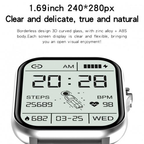 GT20 1.69 pouces TFT Screen Smart Watch Smart Smart, Contrôle de la musique Support / Bluetooth Appel / Surveillance de la fréquence cardiaque / Surveillance de la pression artérielle, Style: Sangle d'acier (or) SH302C518-08