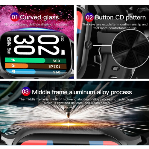 F37 1,69 pouce TFT Screen IP67 Imperméable Smart Watch, Support de la température corporelle / Surveillance de la fréquence cardiaque / Surveillance de la pression artérielle (Vert) SH901C726-09